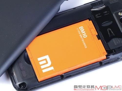 小米手机：分离式电池设计，锂离子充电电池容量为1930mAh(7.1Wh)